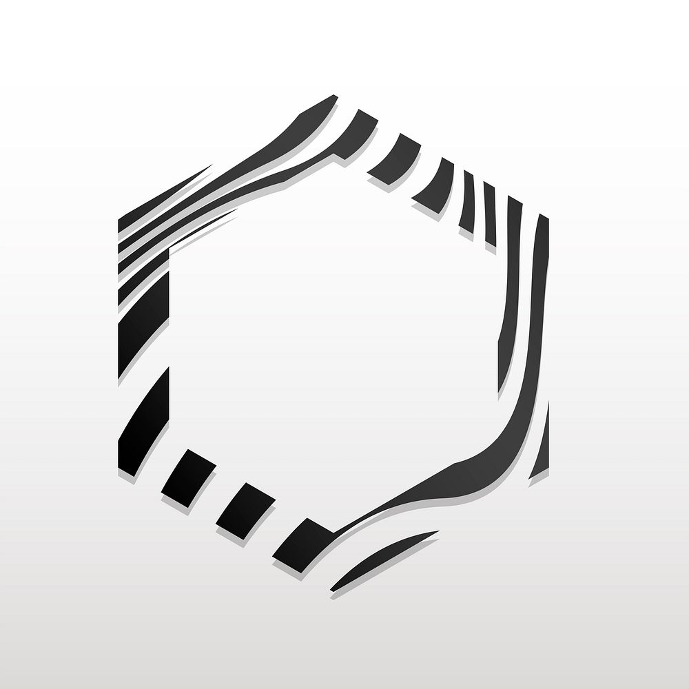 Hexagon black and white abstract badge vector