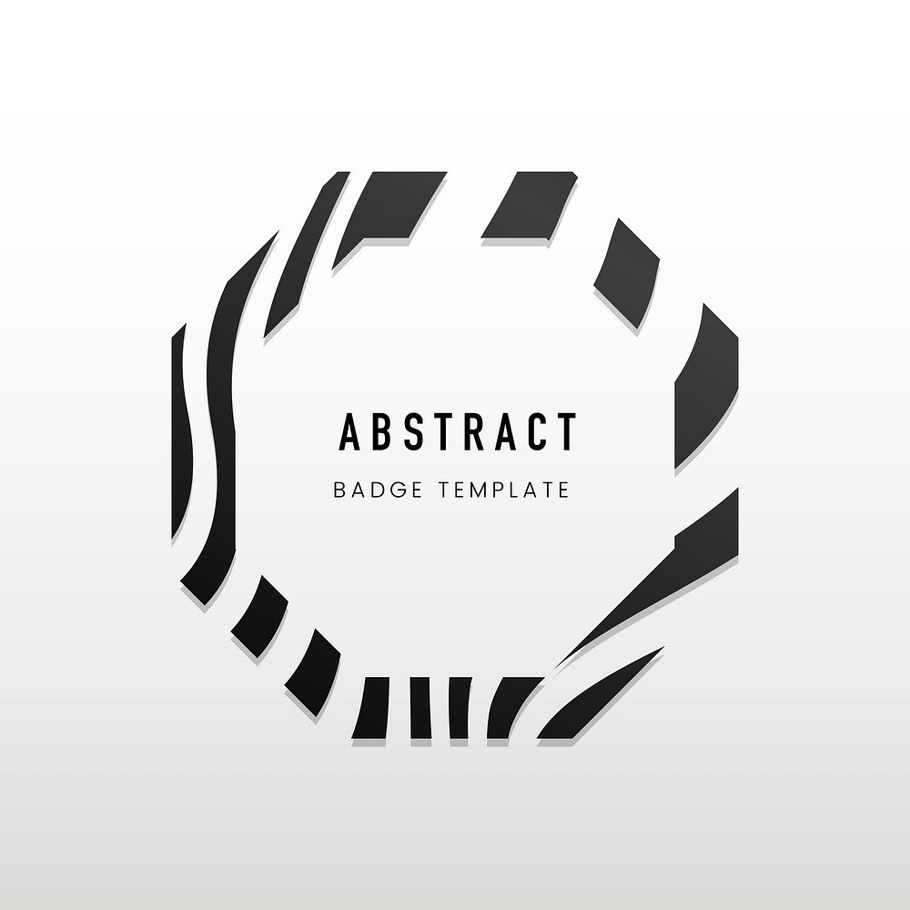 Octagon black and white abstract badge vector