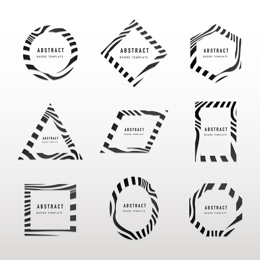 Collection of black and white abstract badge vectors