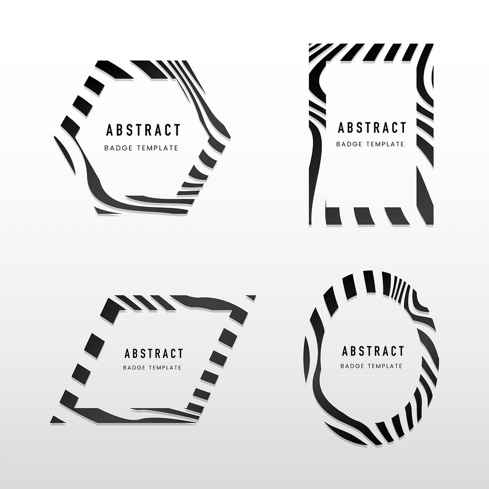 Collection of black and white abstract badge vectors