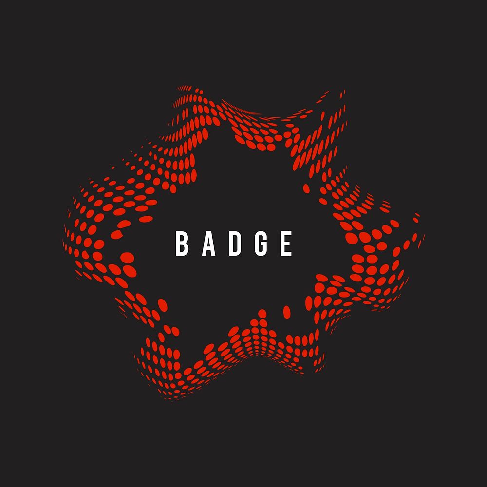 Red wavy halftone badge on black background vector