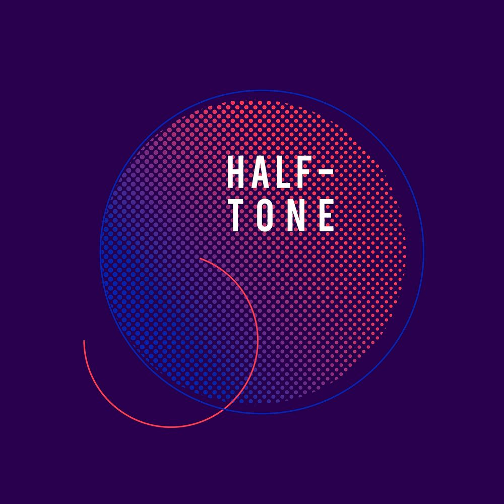 Purple and pink halftone badge vector