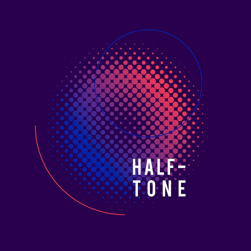 Purple and pink halftone badge vector