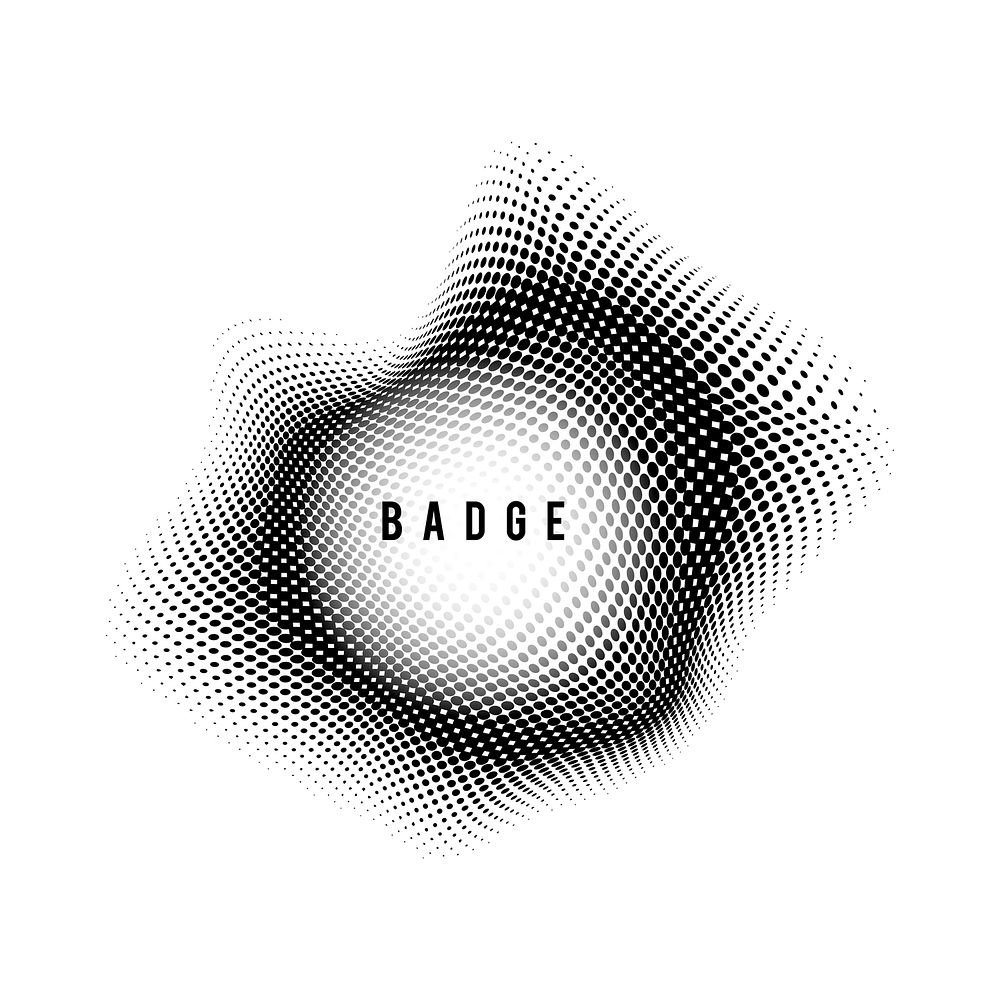 Black halftone badge on white background vector