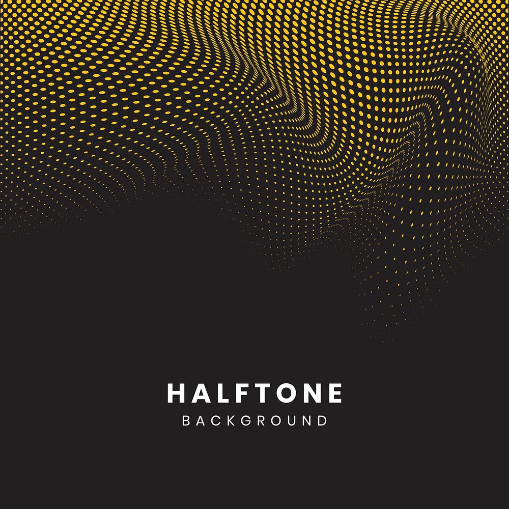 Yellow and black wavy halftone background vector