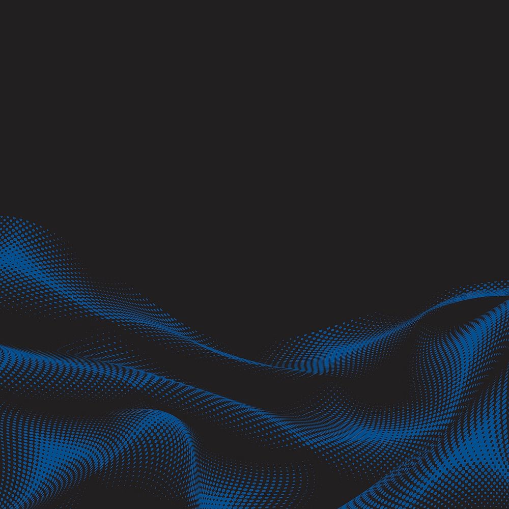 Blue wavy halftone black background vector