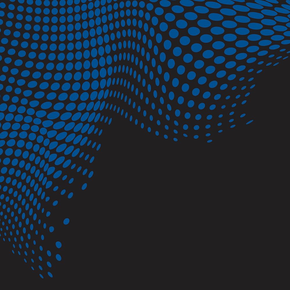 Blue wavy halftone black background vector