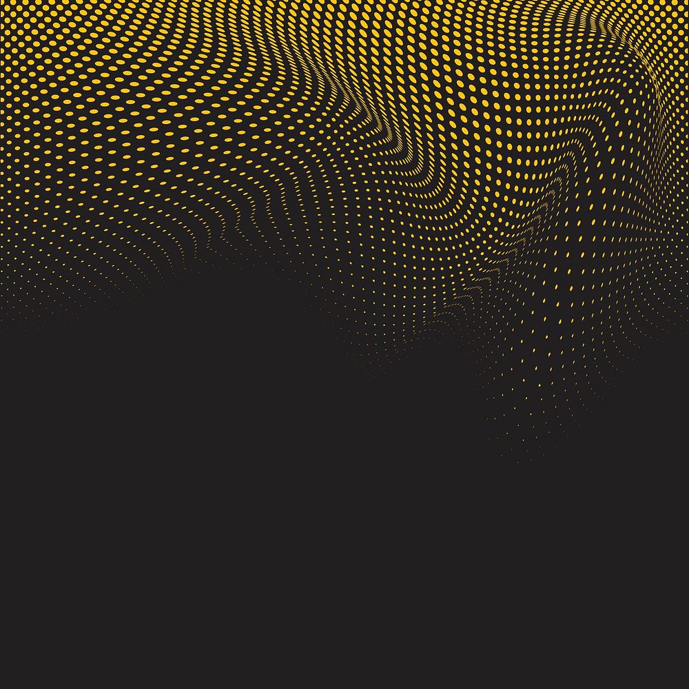 Yellow and black wavy halftone background vector