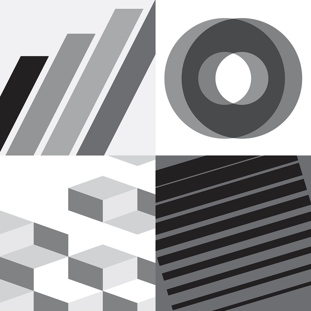 Black and white Swiss graphic design patterns collection