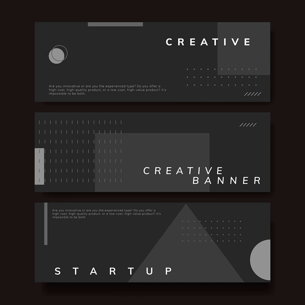 Set of minimal Memphis start-up creative banner vector