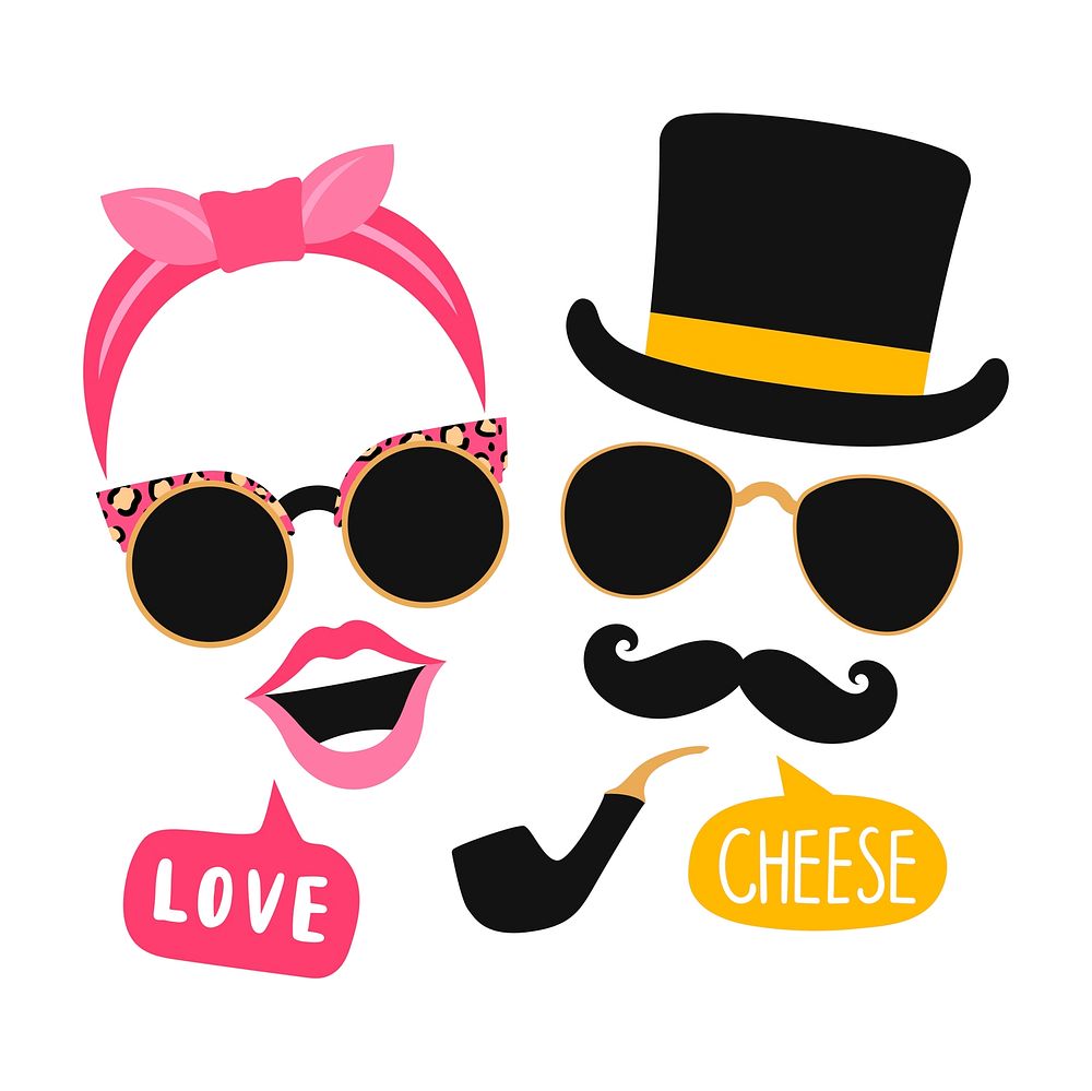 Unisex accessories photo booth props vector