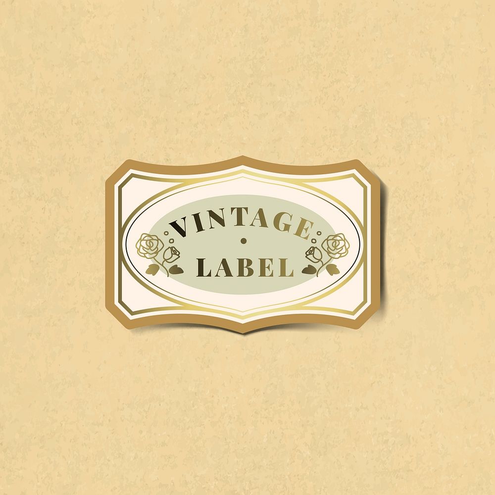 Vintage label sticker decorated with roses vector