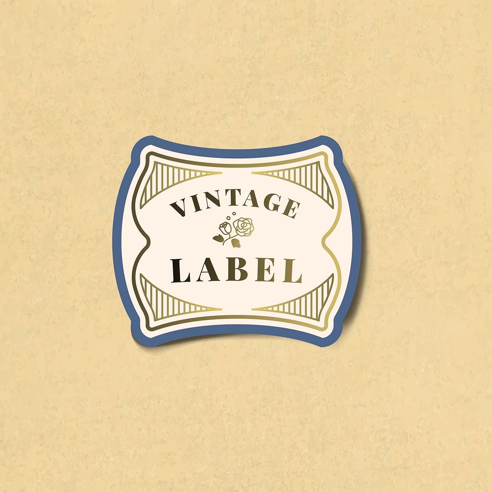 Vintage label sticker decorated with roses