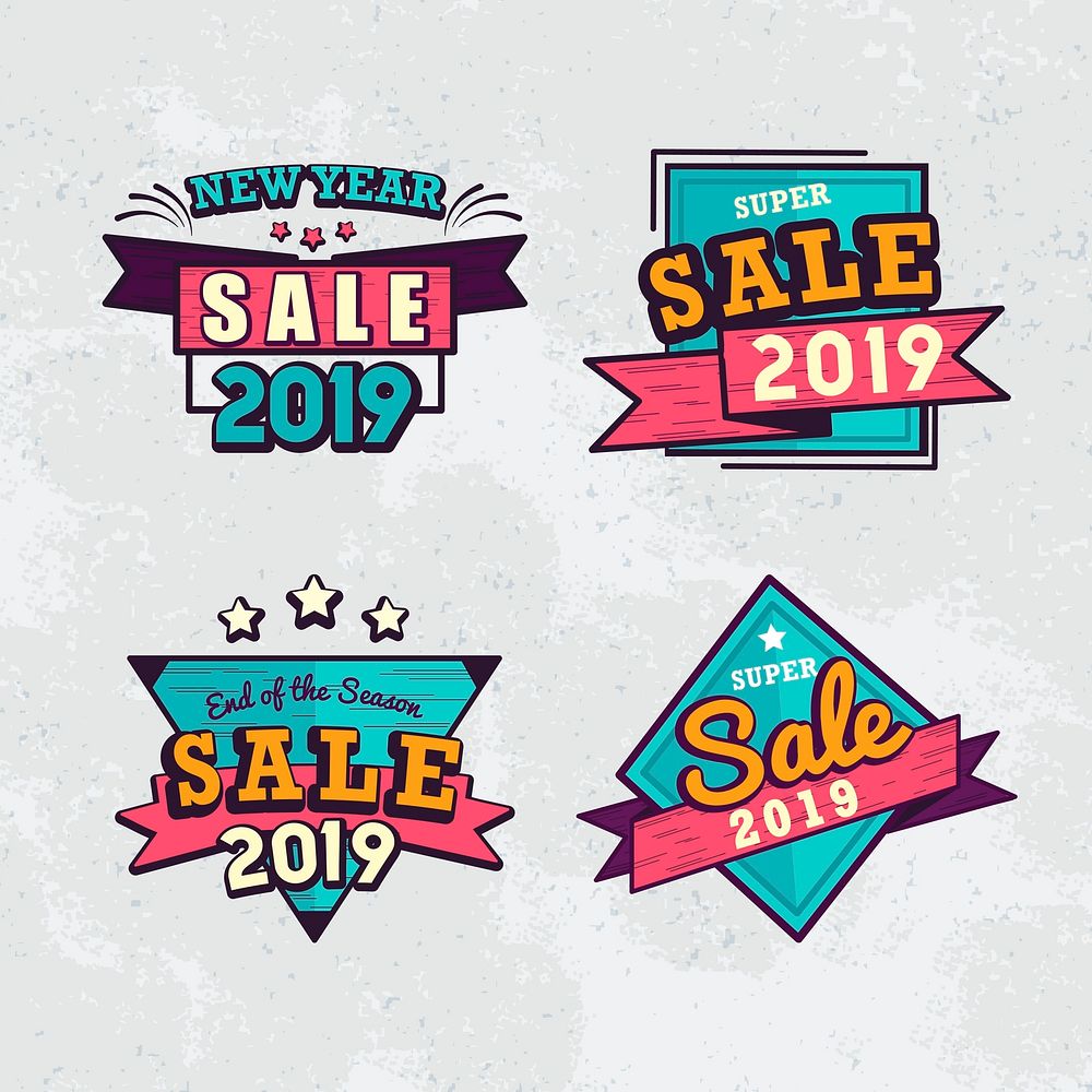 2019 new year sale badge vector set