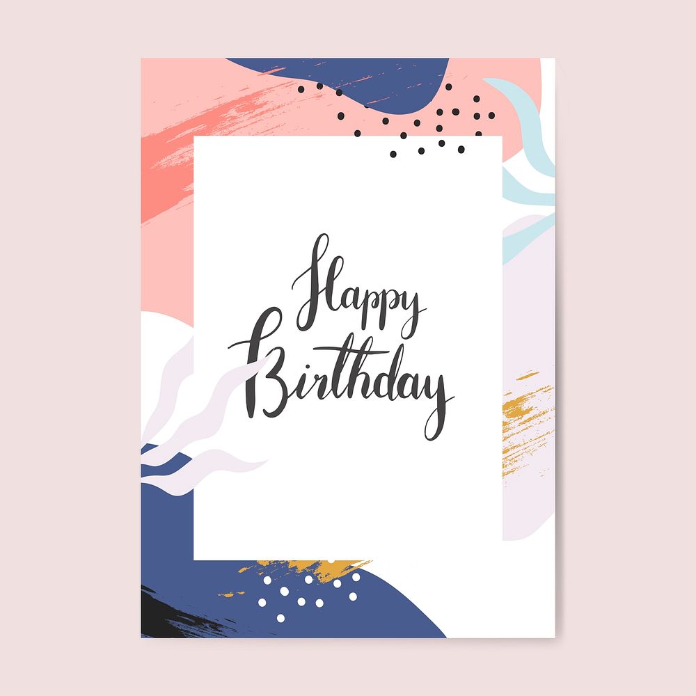 Colorful Memphis design happy birthday card vector