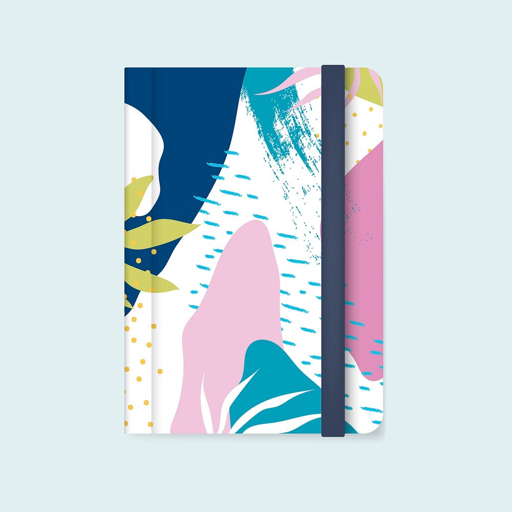 Colorful Memphis design notebook cover vector