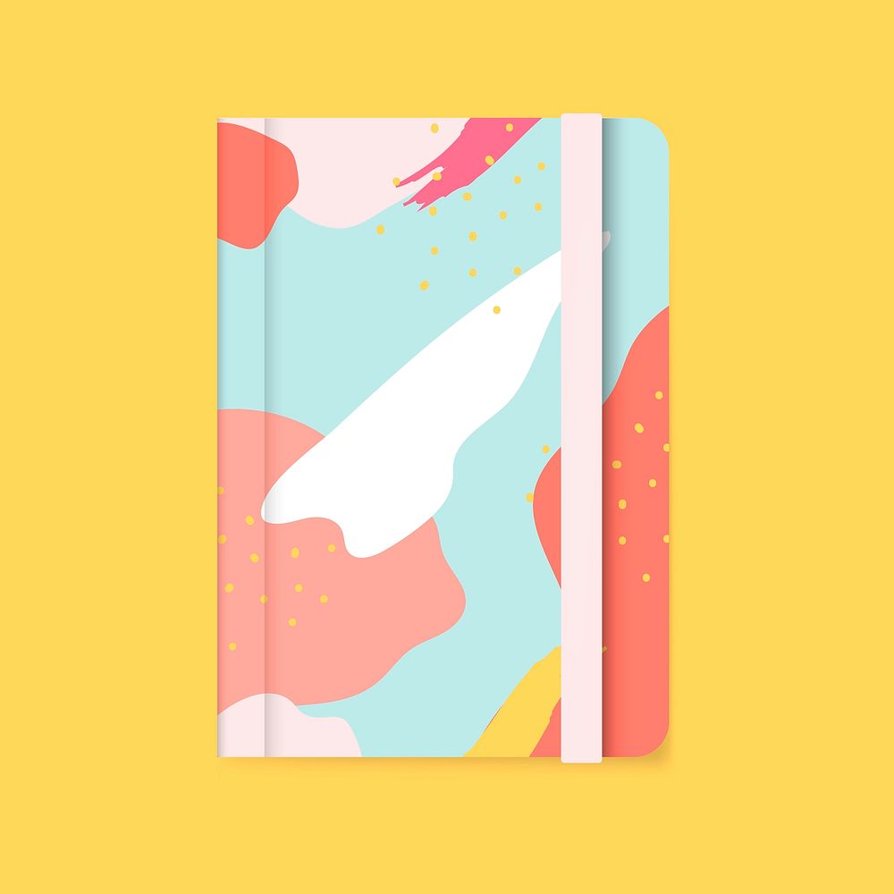 Colorful Memphis design notebook cover vector