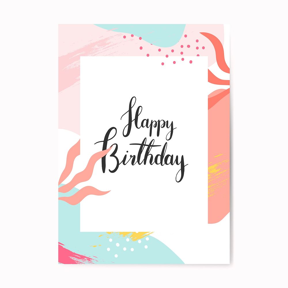 Colorful Memphis design happy birthday card vector