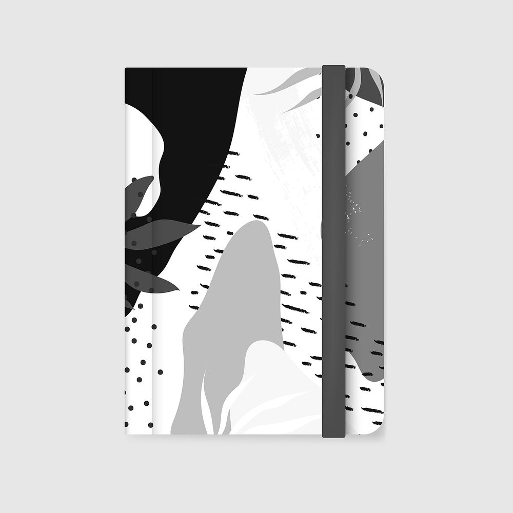 Black and white Memphis design notebook cover vector