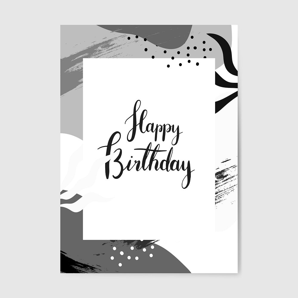 Gray Memphis pattern happy birthday card vector