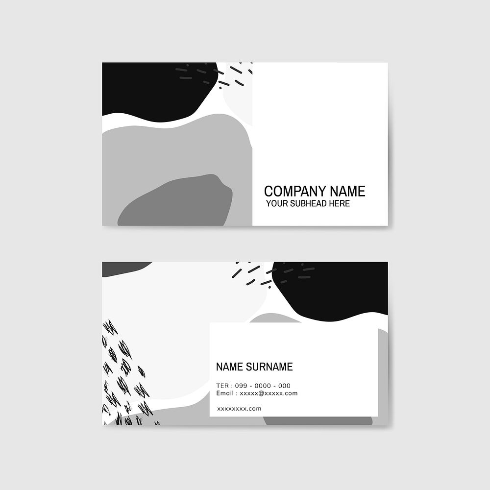 Black and white Memphis pattern business card vector