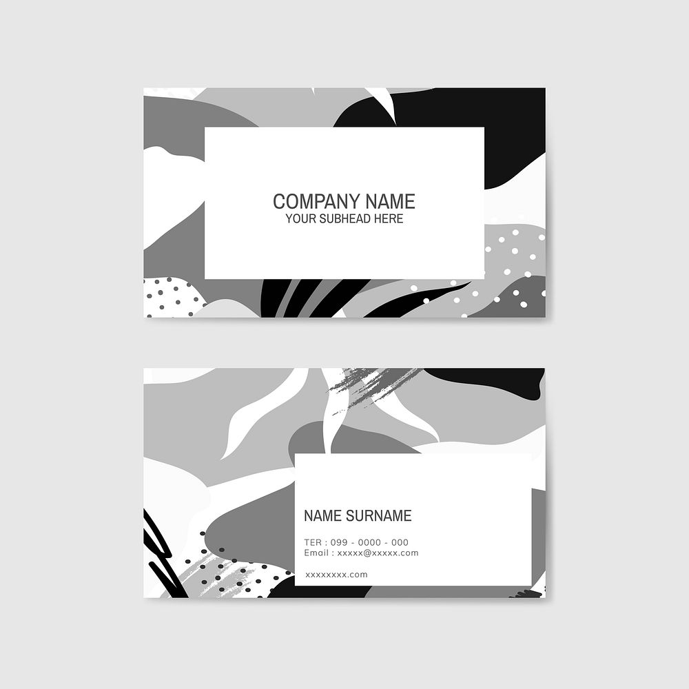Black and white Memphis pattern business card vector