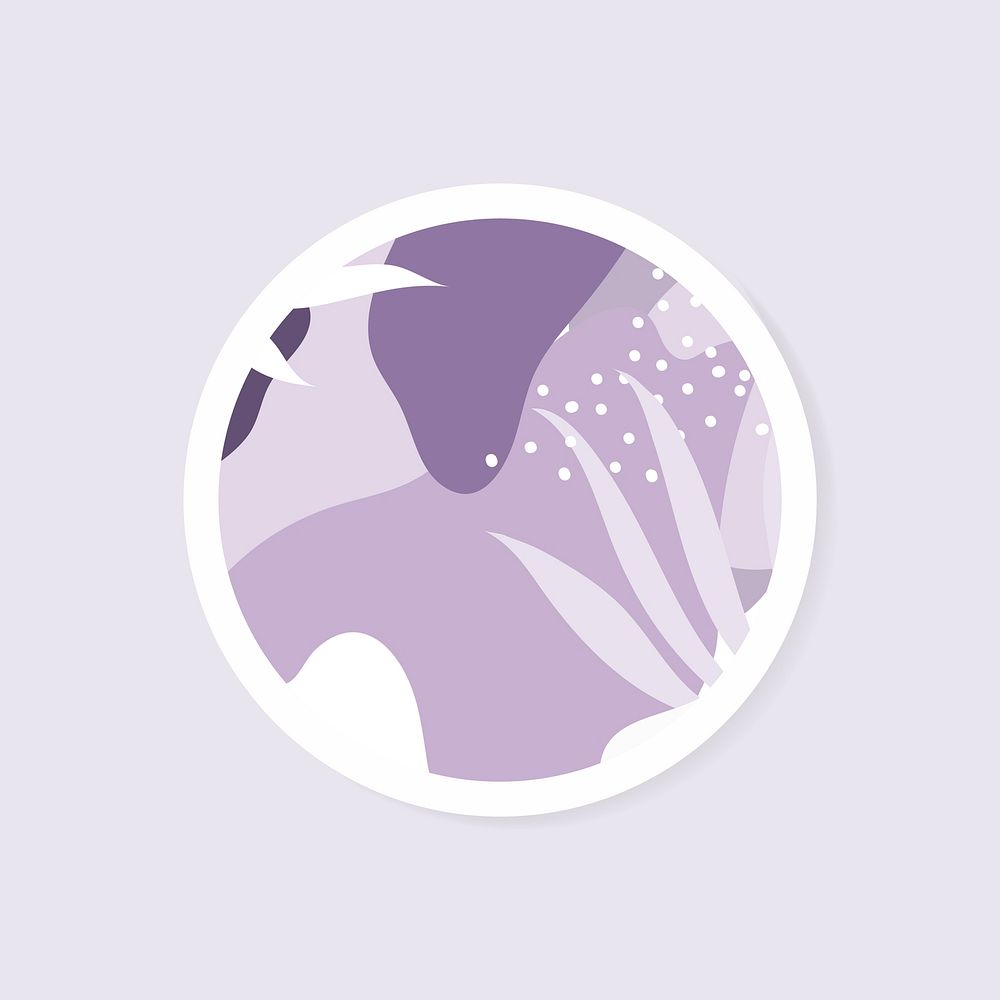 Purple and white Memphis design round badge vector