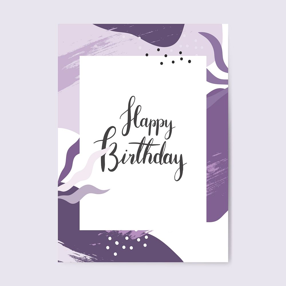Purple Memphis pattern happy birthday card vector