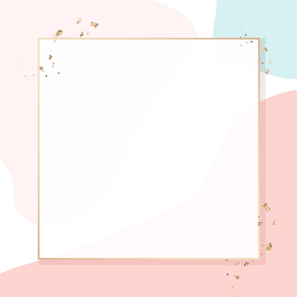 Pastel Memphis gold frame psd with design space