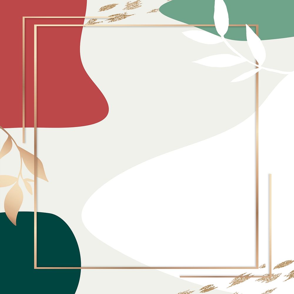 Botanical frame psd on Christmas colors Memphis background