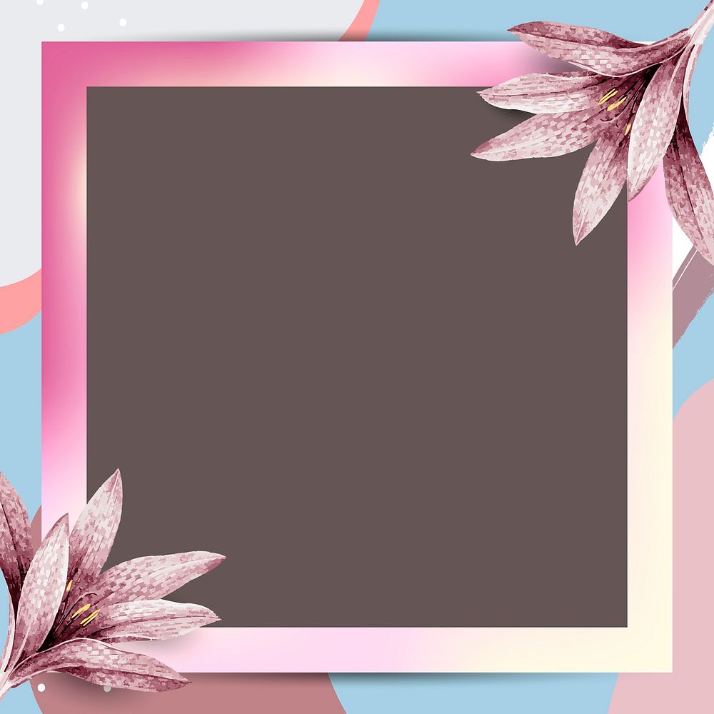Colorful square leafy Memphis frame vector