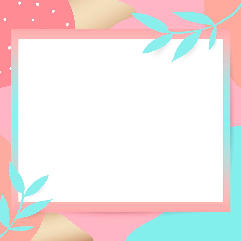 Abstract psd frame on coral Memphis background