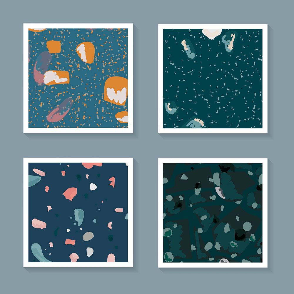 Colorful Terrazzo seamless pattern cards vector set