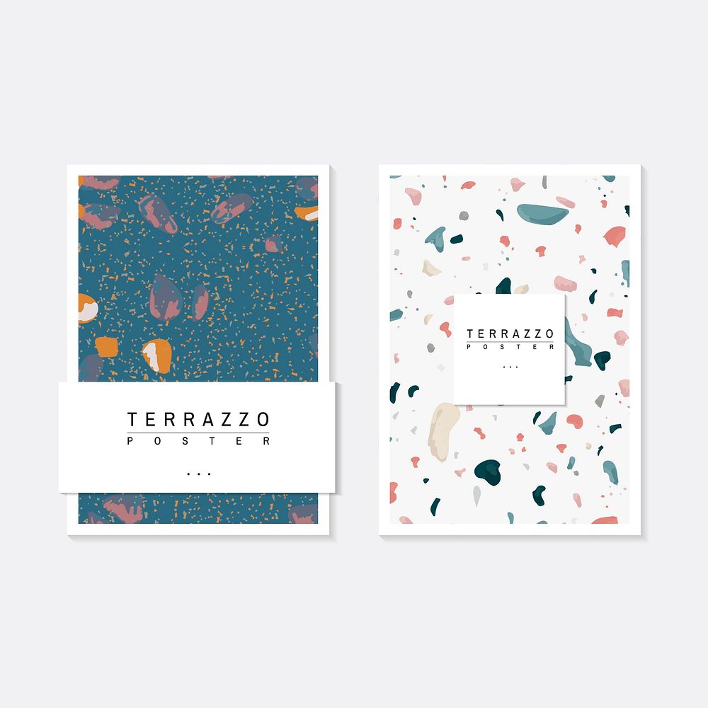 Colorful Terrazzo pattern posters vector set