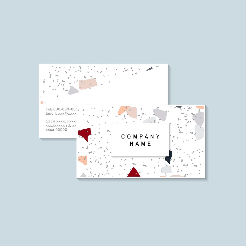 Colorful Terrazzo pattern business card vector