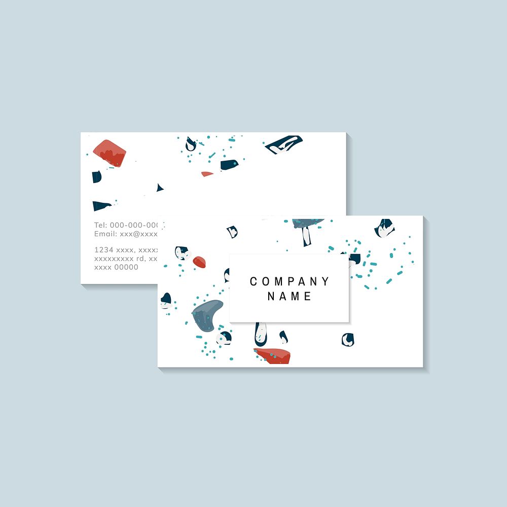Colorful Terrazzo pattern business card vector