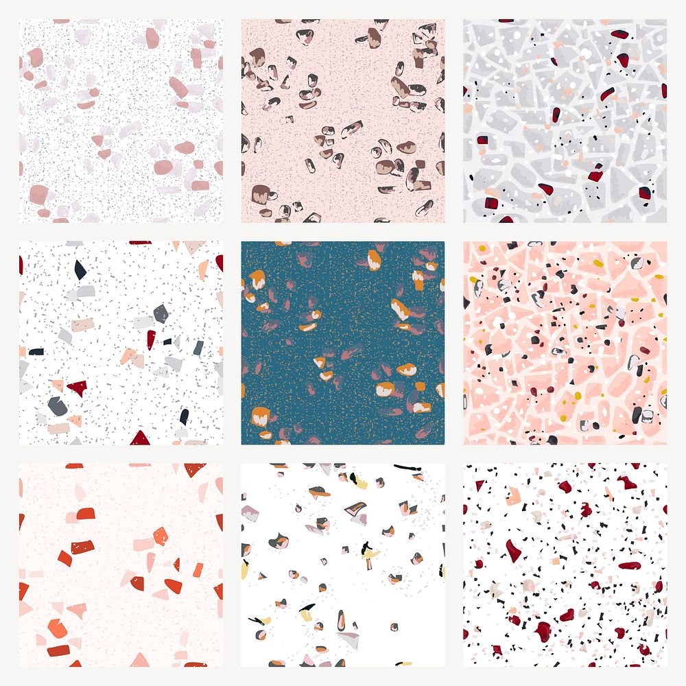 Colorful terrazzo abstract background vector set