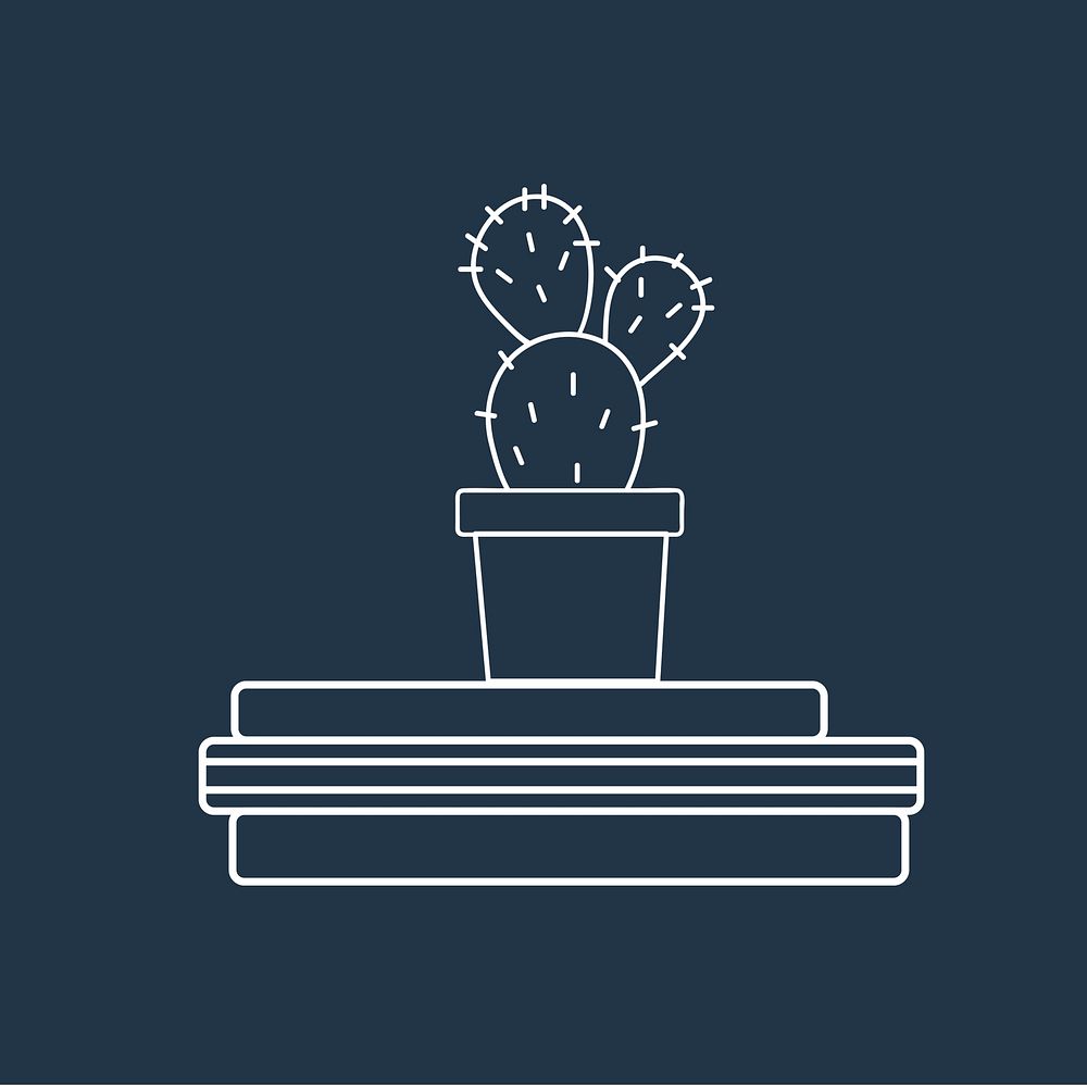 Vector of cactus on books
