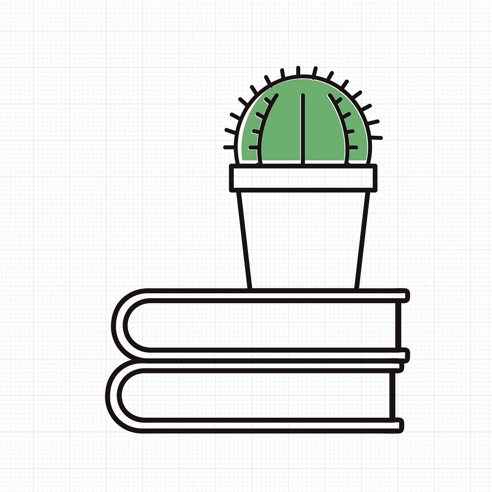 Vector of cactus on books
