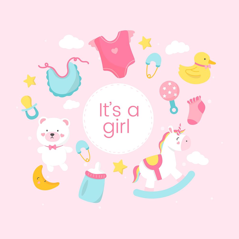 Its a girl baby shower card design