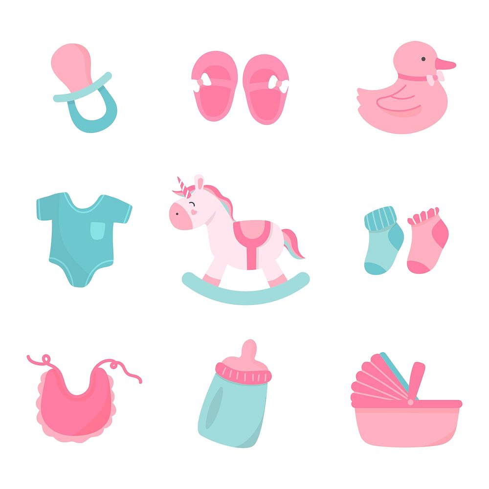 Set of cute baby shower vectors