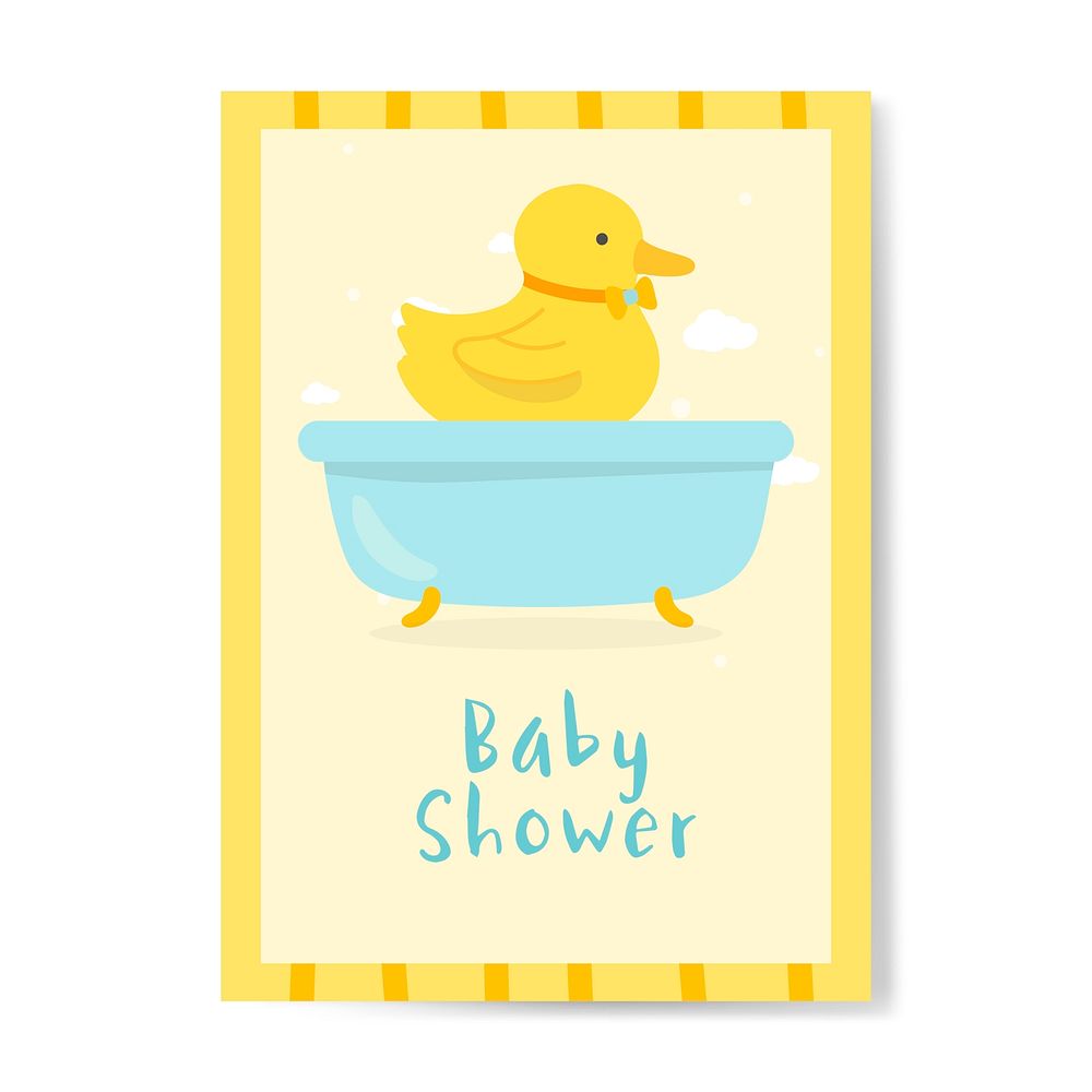 Baby shower invitation card with a duck vector