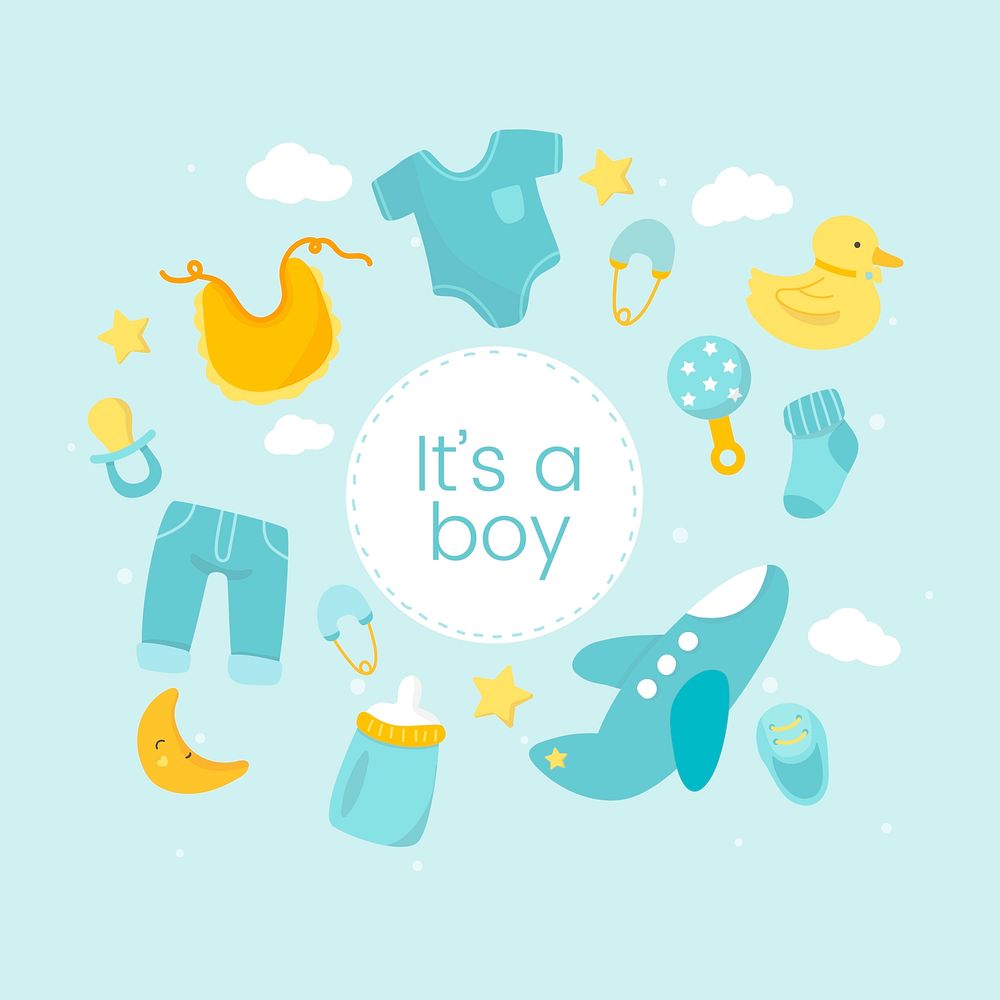 Its a boy baby shower invitation card vector