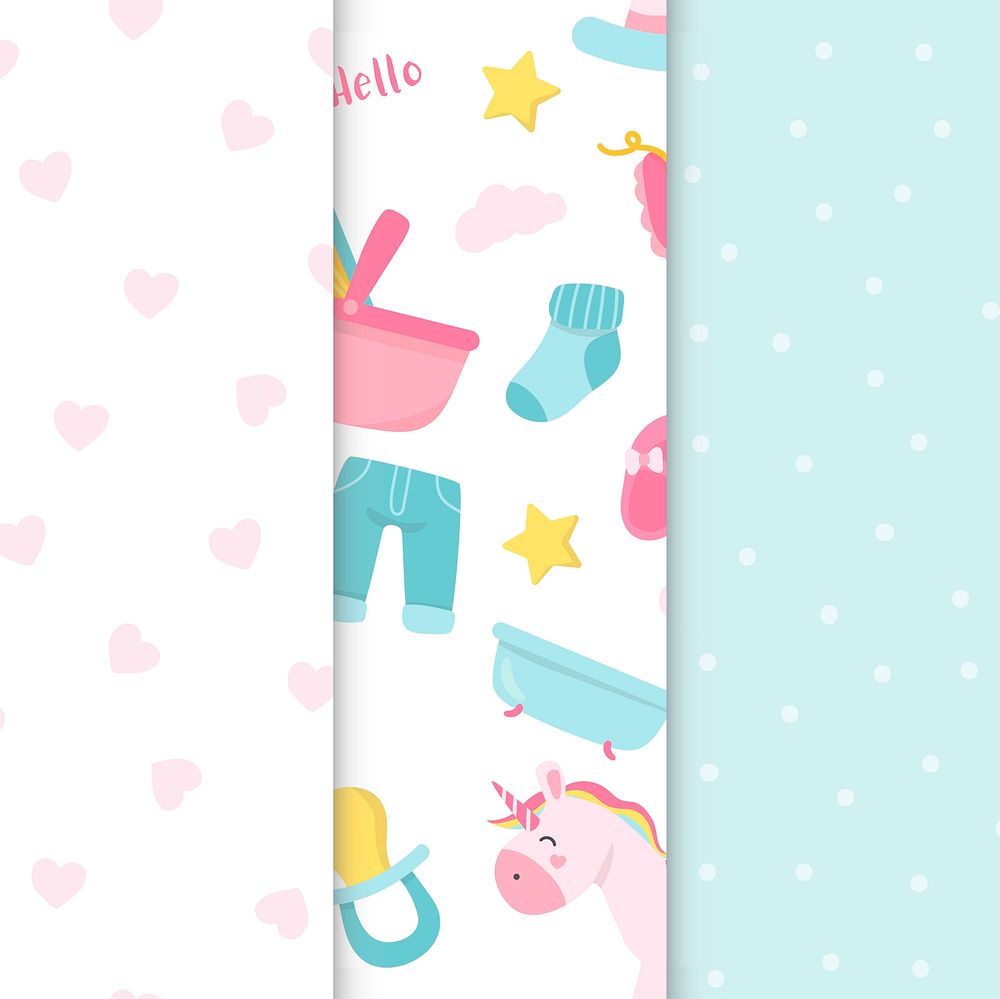 Set of baby pattern vector