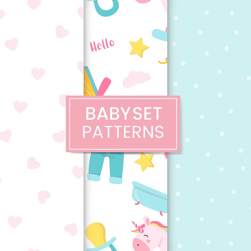 Set of baby pattern vector