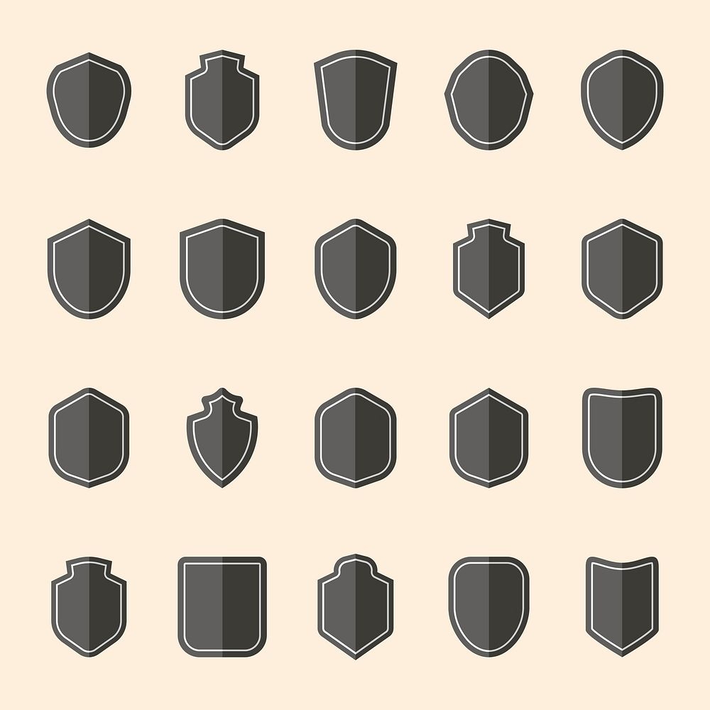 Set of gray shield icon vectors