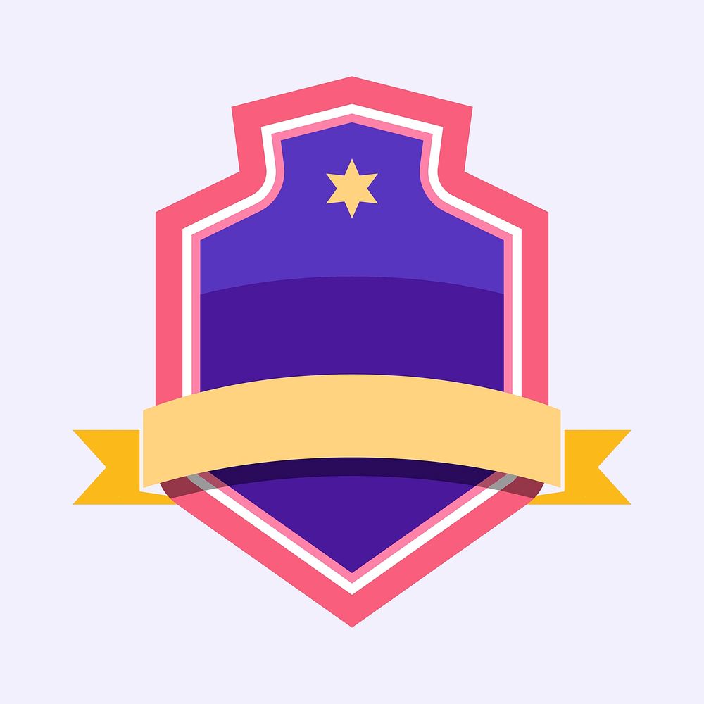 Colorful badge embellished with a banner