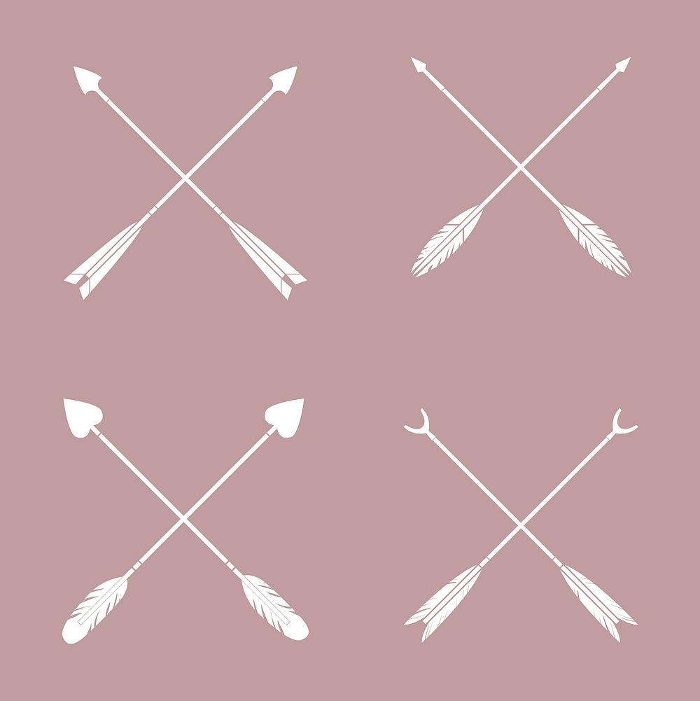 Set of white crossed arrow vectors