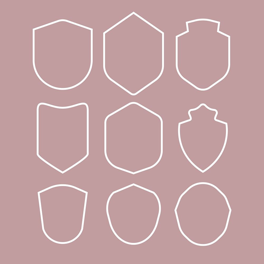 Set of white bordered shield icon vectors