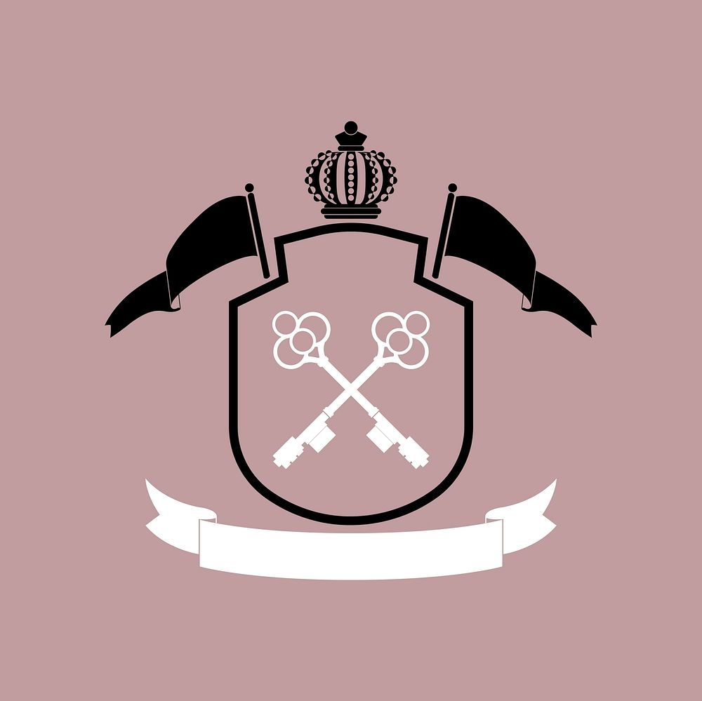 Medieval shield badge logo, coat of arms vector